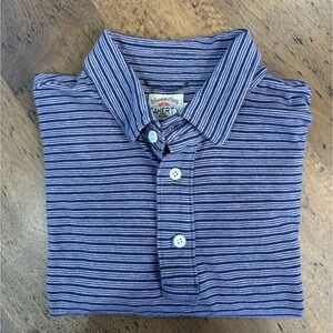 Faherty Polo Shirt Mens Medium Blue Pink Striped Short Sleeve Casual Lightweight